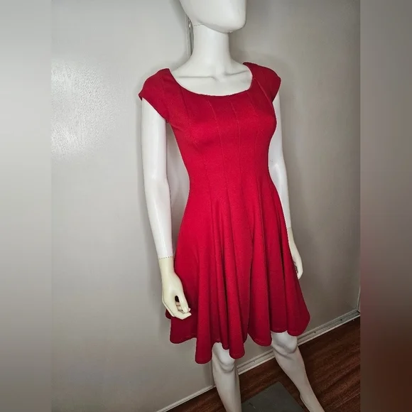 Bailey 44 Red Cap Sleeve Fit & Flare Scoop Neck Dress Size XS - Picture 13 of 14